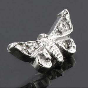 BVLA 14k white gold moth push pin 16g end